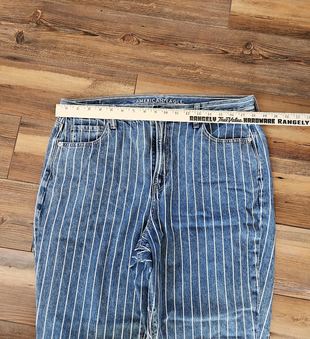 America Eagle Blue Striped Mom Jeans Size 16 - Picture 6 of 12